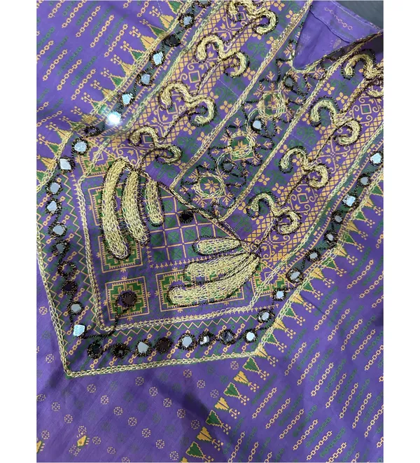 Dull Purple Printed 3pc Salwar Kameez Dupatta Suit Emb Ladies - Image 9