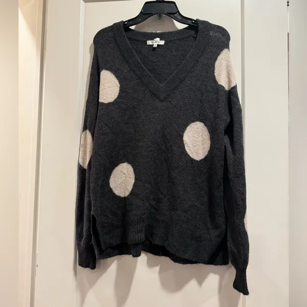 Madewell Polka Dot Wool Alpaca Blend V-Neck Sweater Size‎ M - Image 2