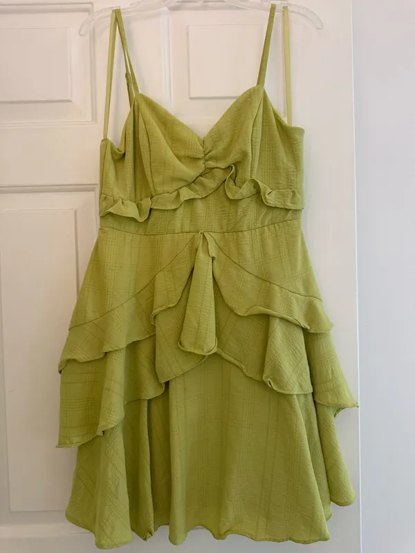 City Studios Chartreuse Green Ruffle Mini Dress - Image 2
