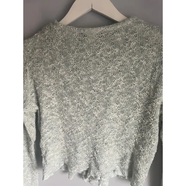 Vintage Cottage Dainty Cropped Cardigan Sweater Light Blue Ribbon Small Y2K USA - Image 13