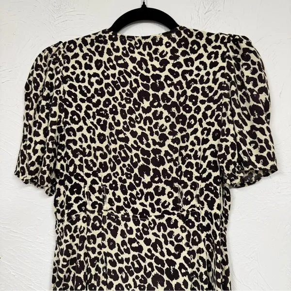 Something Navy Revolve Animal Print Button Down Sun Dress Womens XS Cream Brown - Image 12