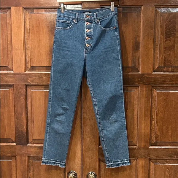 EXPRESS Mom‎ Jeans Women's 4 Super High Rise Button Fly Cropped Denim Pant - Image 2