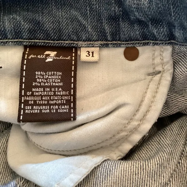 7 For All Mankind Distressed Skinny‎ Jeans Roxanne Style Size 31 Denim Low-Rise - Image 2