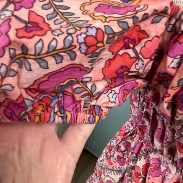 Olivaceous Floral Dress Size Large Feminine Pink Milkmaid Romantic Whimsical - Image 2