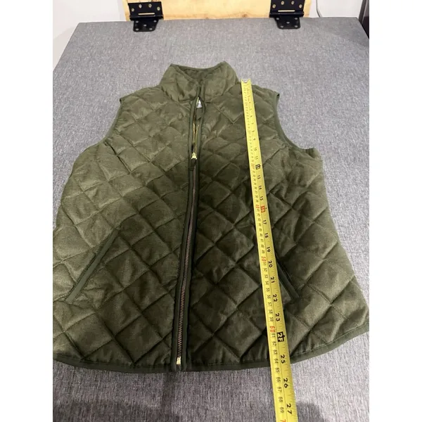 Old Navy Puffer Vest Womens Sz L Green Quilted Full Zip Pockets Outdoors Layer - Image 2