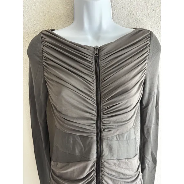 Rag & Bone Ruched Zip Front Mini Dress 2 Gray Long Sleeve Bodycon - Image 11