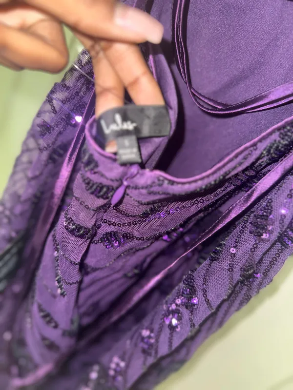 Purple lulus lace up sequin dress hoco - Image 3