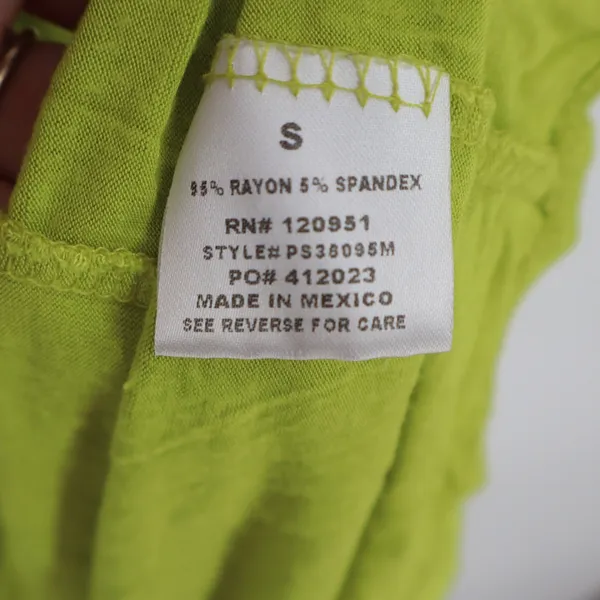 Lime Green Rayon Blend V - Image 3