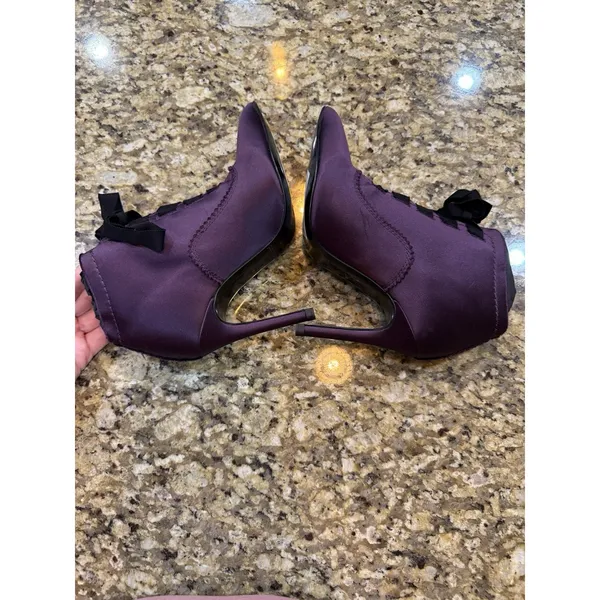 Pedro Garcia Lace Up Purple Satin Heel Bootie Practical Magic Witchy Sexy - Image 6