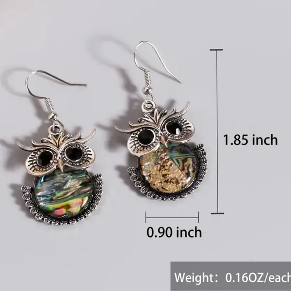 925 Silver Plated Owl Earrings Rhinestone - Image 5