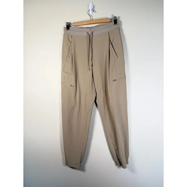 Athleta Go Far Travel Pant Tan Khaki Cargo Jogger Pockets Size 4 RN 54023 - Image 2