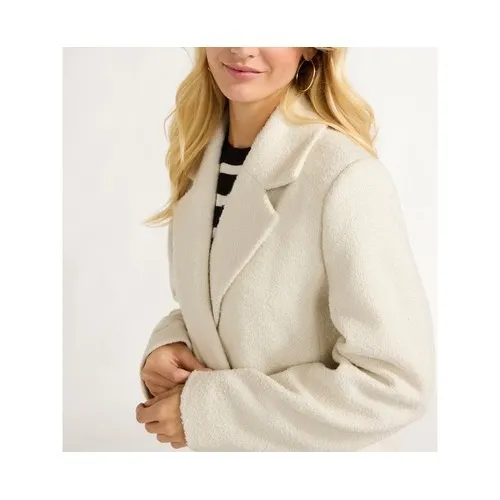 Free Assembly Womens Jacket XXL Cream Double Breasted Boxy Notch Lapel Coat - Image 2