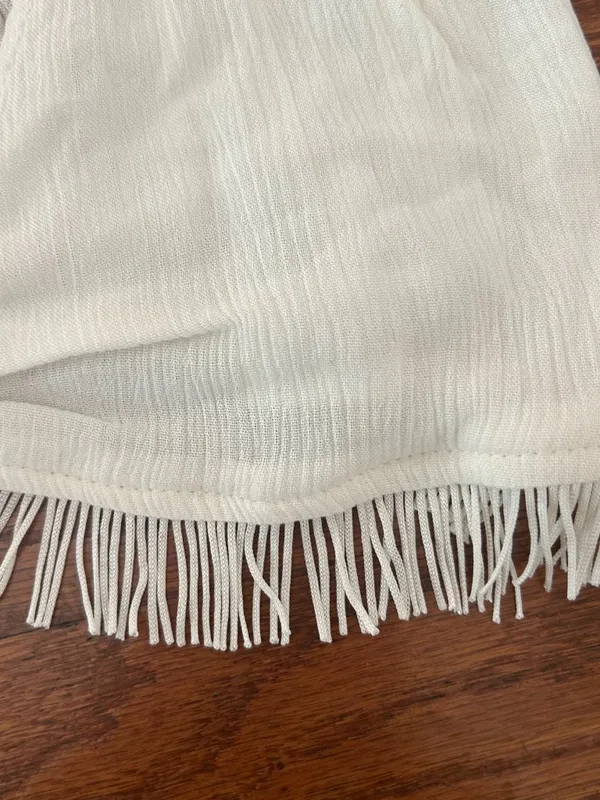 NWT Nasty Gal Crinkle Fringe Hem Bralette Size Crop Top Size Small Size 4 Cream - Image 11