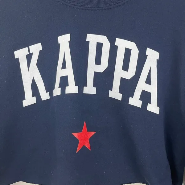 Navy Blue Kappa Star Cropped Long Sleeve Pullover Sweatshirt - Image 2