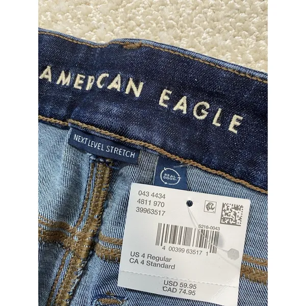 American Eagle Kick Boot Jeans Womens 4 Blue Medium Wash Mid Rise Stretch Denis - Image 6