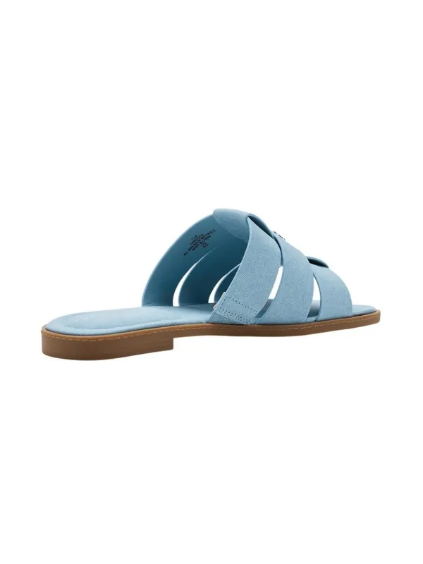 NWT Tommy Hilfiger Triple Strap Slide Open Toe Flat Sandals Light Denim Blue 7M - Image 3