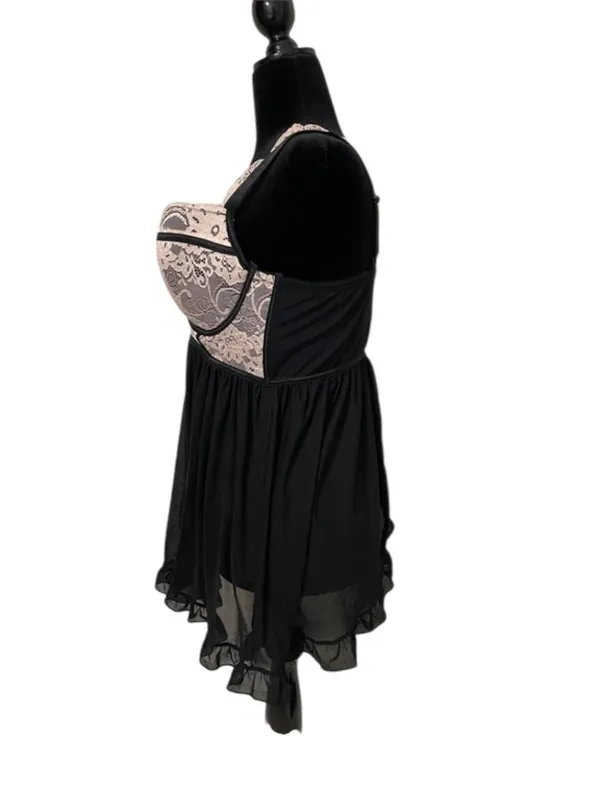 NWT Torrid Sz 1 (14/16) Black Lotus Lace Underwire Babydoll Chemise Lingerie - Image 4