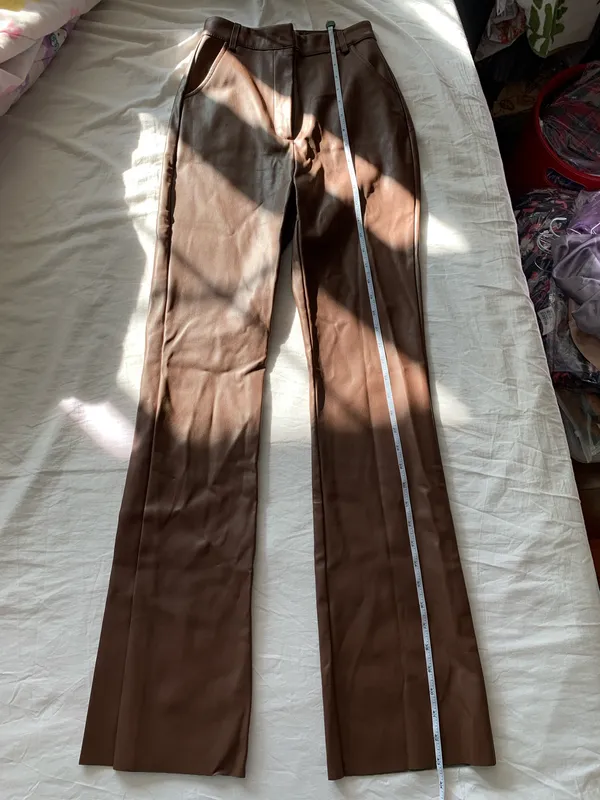 Meshki Tyra Straight Leg Faux Leather Pants Chocolate - Image 17