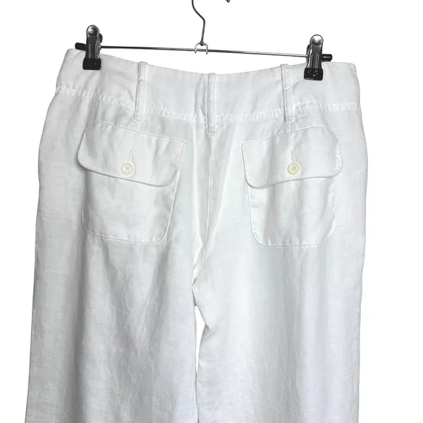 Michael Kors Womens White Linen‎ Wide Leg Capri Pants Size 6 Travel Minimalist - Image 4
