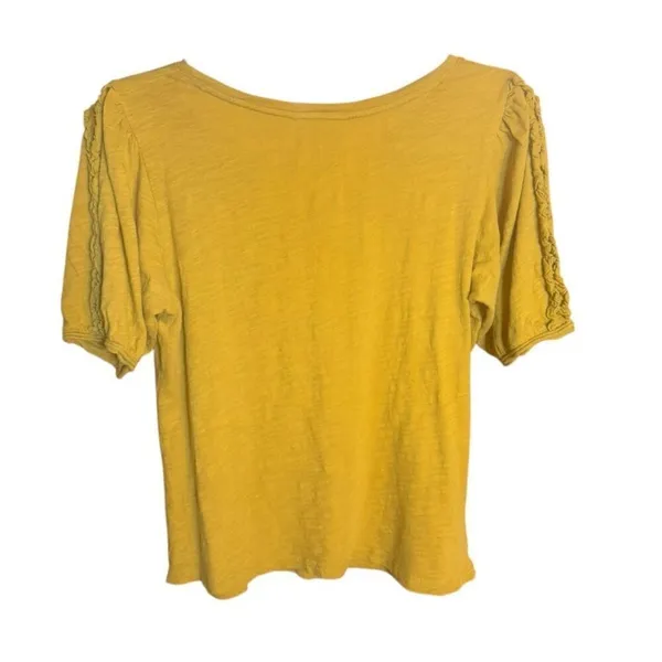 Anthropologie Maeve Mustard Golden Yellow‎ Short Sleeve Top Sz S - Image 2