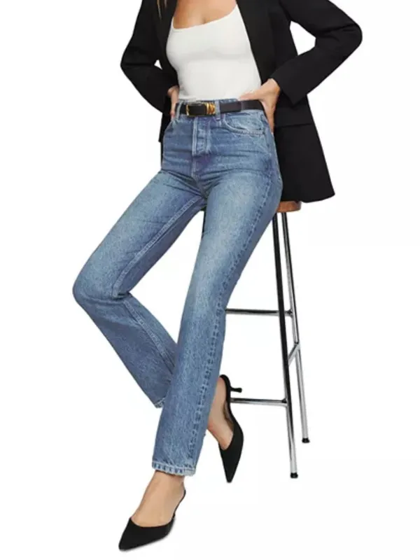 REFORMATION Cynthia High Rise Straight Jean Colorado Wash - Image 3