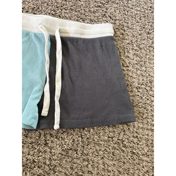 Lagaci Women's Light Blue Gray White Pajama‎ Shorts Size Medium - Image 3