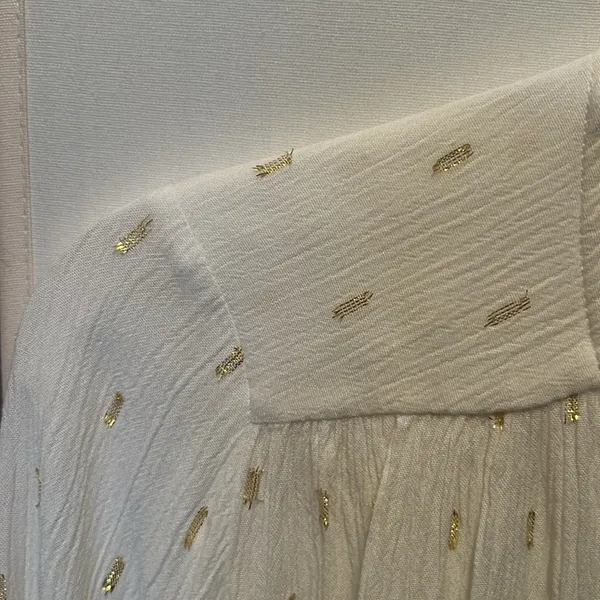 Zara gauze creamy white gold foil dot top - Image 4