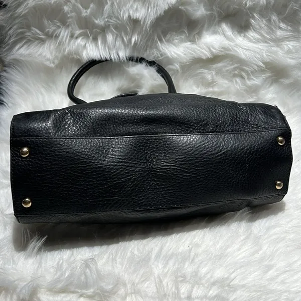 MICHAEL KORS Tumbled Black Leather Crossbody‎ Satchel Gold Hardware A27 - Image 9