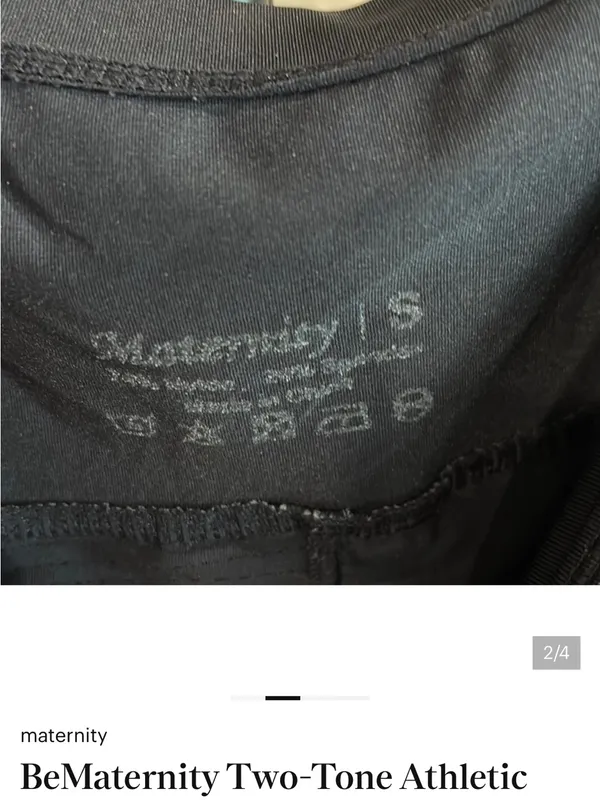 BeMaternity Two-Tone Maternity Athletic Shorts - Black and Gray - Image 2
