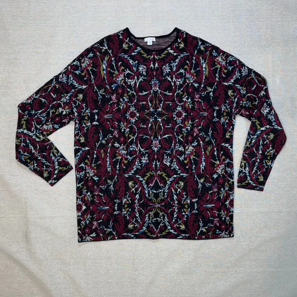 J. Jill | Jacquard Tapestry Relaxed Pullover Sweater | Medium Red - Image 4