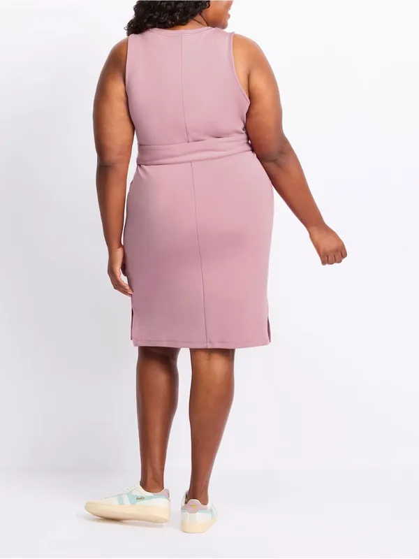 We Wander Performaluxe Tie Waist Dress Purple Large NWT STITCH FIX - Image 3