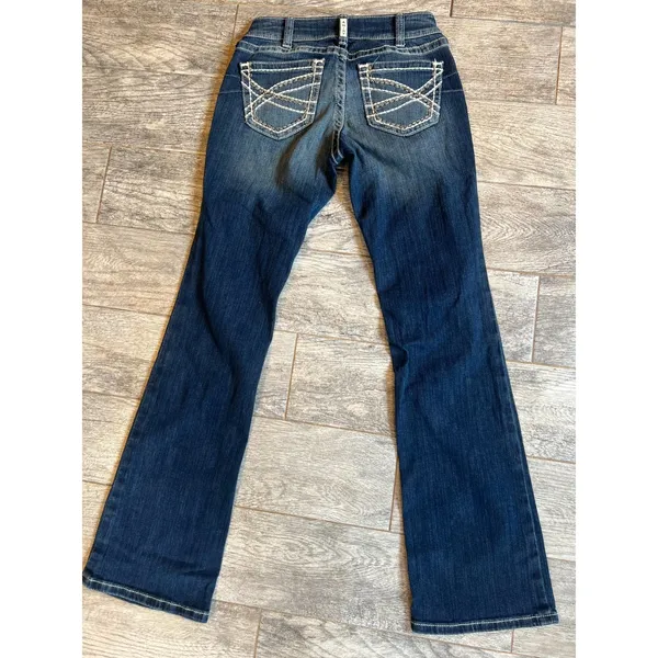 Real Ariat denim jeans Mid Rise Boot Entwined 28L 28 Long Bootcut Womens Cowgirl - Image 14
