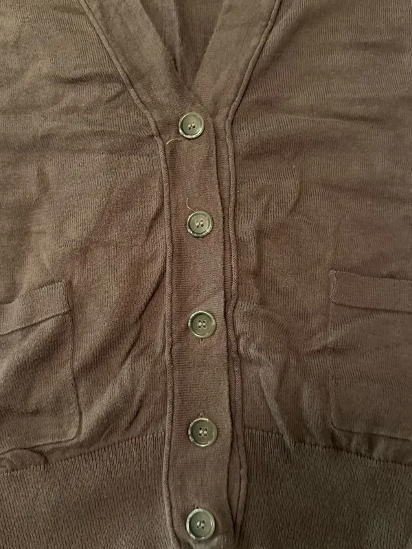 LOFT Brown Short-Sleeve Button Front Cardigan - Image 3