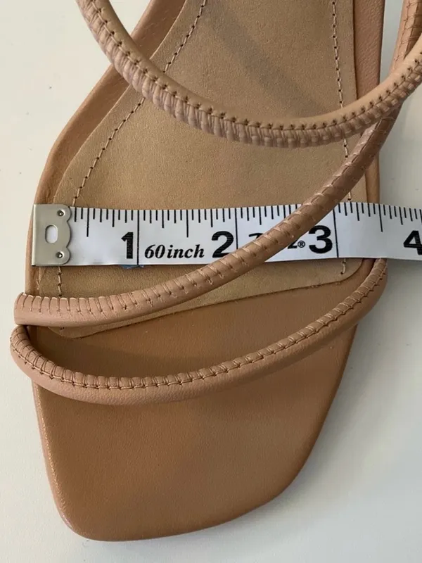 NWT SCHUTZ Chessie Tan Nude Leather Strappy Block Heel Sandals - Size: 10 - Image 5