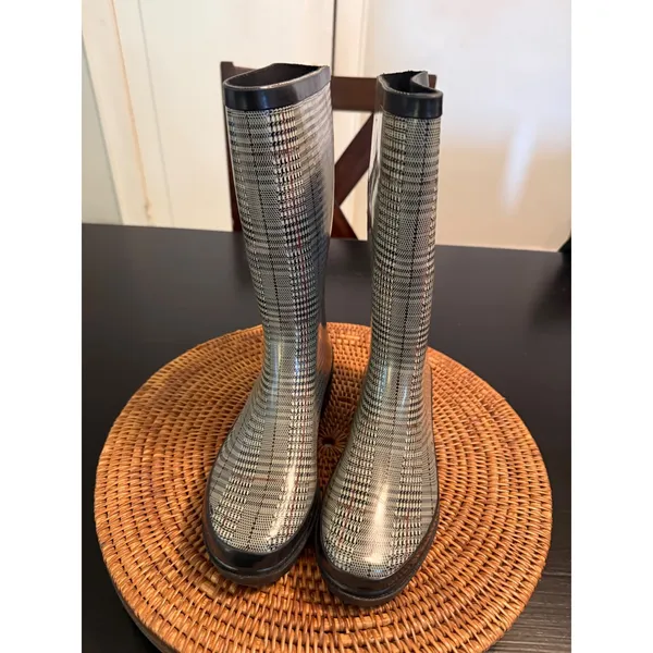 Easy Spirit Womens Glen Plaid Rain Boots Grey Black‎ Waterproof Boots Size 7M - Image 5