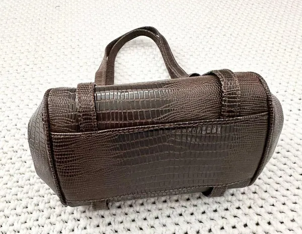 After Five Brown Reptile Textured Leather Framed Small Evening Bag Vintage - Image 2