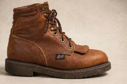 Justin Boots - Original Lace-Up Round Toe Work Boots - Size 7 - Image 5