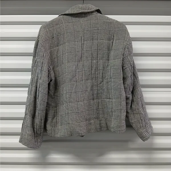 ZARA Womens Cropped Jacket XS Black White Houndstooth Plaid Preppy Chic Academia - Image 4
