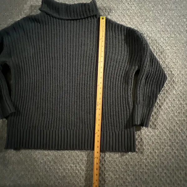 Aerie Turtleneck Sweater Women S Grey Shaker Stitch Ribbed Knit Oversized Chunky - Image 9