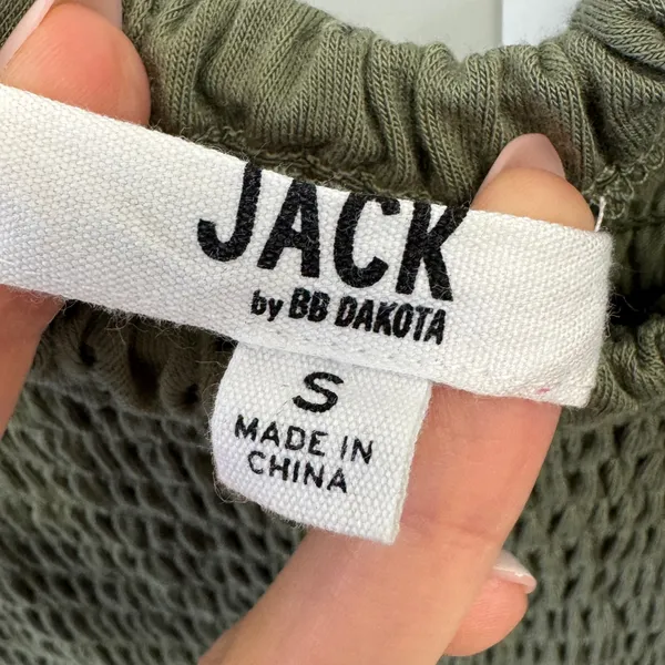 Jack by BB Dakota Olive Green‎ Smocked Wide Leg Jumpsuit Small JJ108177 - Image 6