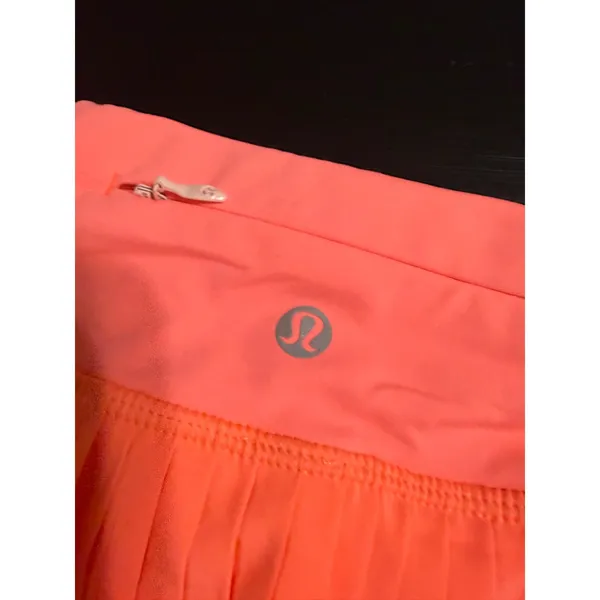 Lululemon Pleated Tennis Skort Coral Neon Orange Athletic Skirt Zipper Pocket‎ - Image 4