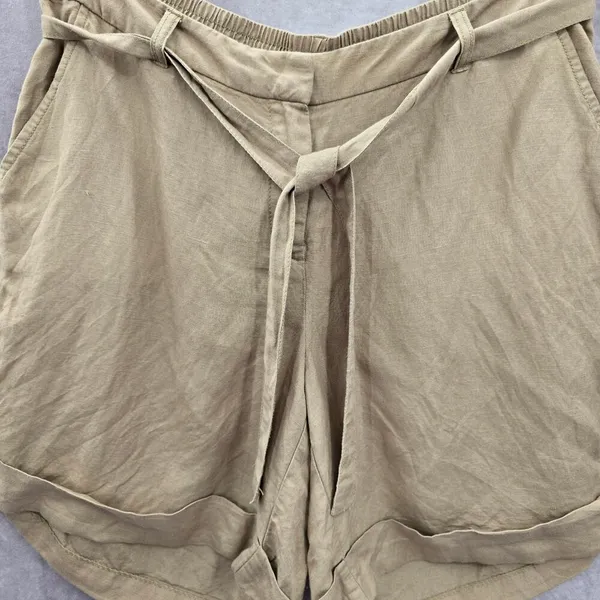Lane Bryant Tan Linen Flat Front Bermuda Bottoms Pants Shorts Plus‎ 14/16 - Image 3