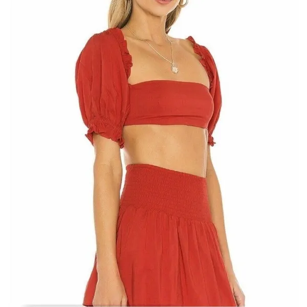 Weworewhat Coco Solid Obe Ruby Red Top Womens Sexy Cropped Xs - Image 2