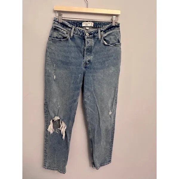 Abercrombie & Fitch Light Blue The Dad High Rise Curvy Love Jeans 28 - Image 3
