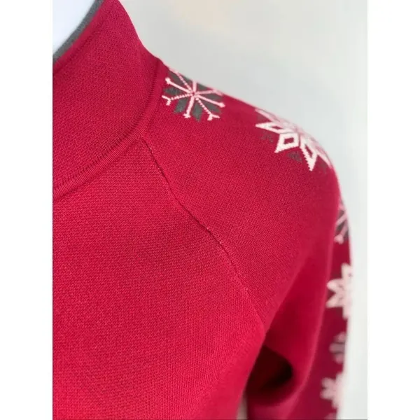 Eddie Bauer Sport Snowflake Full Zip Sweater Jacket XL Red - Image 14