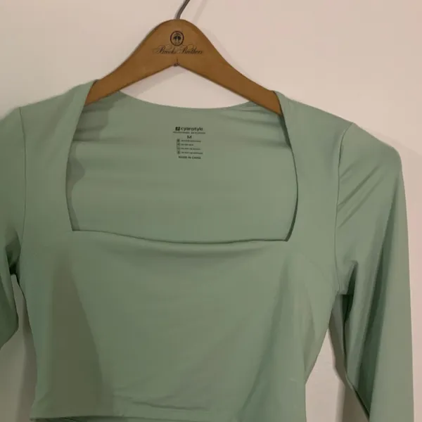 CRZ YOGA Mint Green Square Neck Bodysuit - Image 2