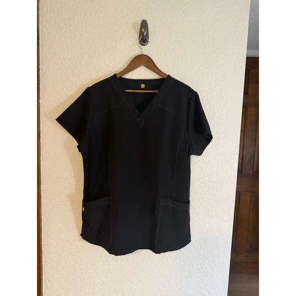 WonderWink Scrub Top Black XL Women V-Neck Short Sleeve 6214A Workwear Medical - Image 7