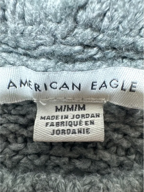 American Eagle Gray Knit Sweater Medium M Made in Jordan - Image 2