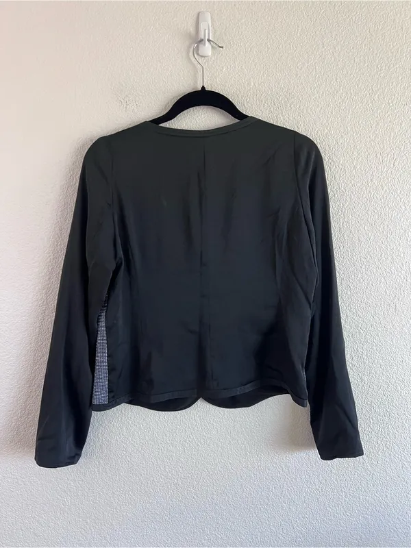 NWT Gap Double Breasted Tweed Mixed Media Blazer Black Small - Image 3