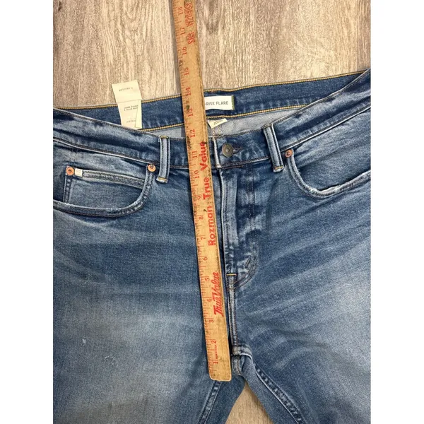 American Eagle AE77 Womens Low-Rise Flare Jeans‎ Medium Wash Distressed Size 14 Regular NWT - Image 7
